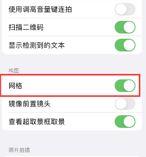 镇赉苹果手机维修网点分享iPhone如何开启九宫格构图功能