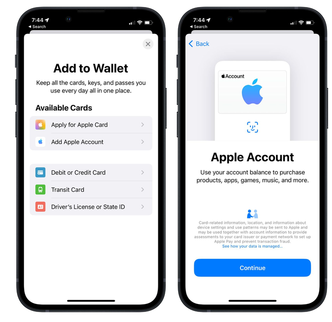 镇赉苹果手机维修分享iOS 15.5钱包App如何添加 Apple 账户 