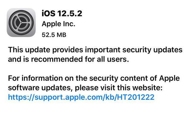 镇赉苹果手机维修分享iOS12.5.2发布，建议所有老苹果用户安装 